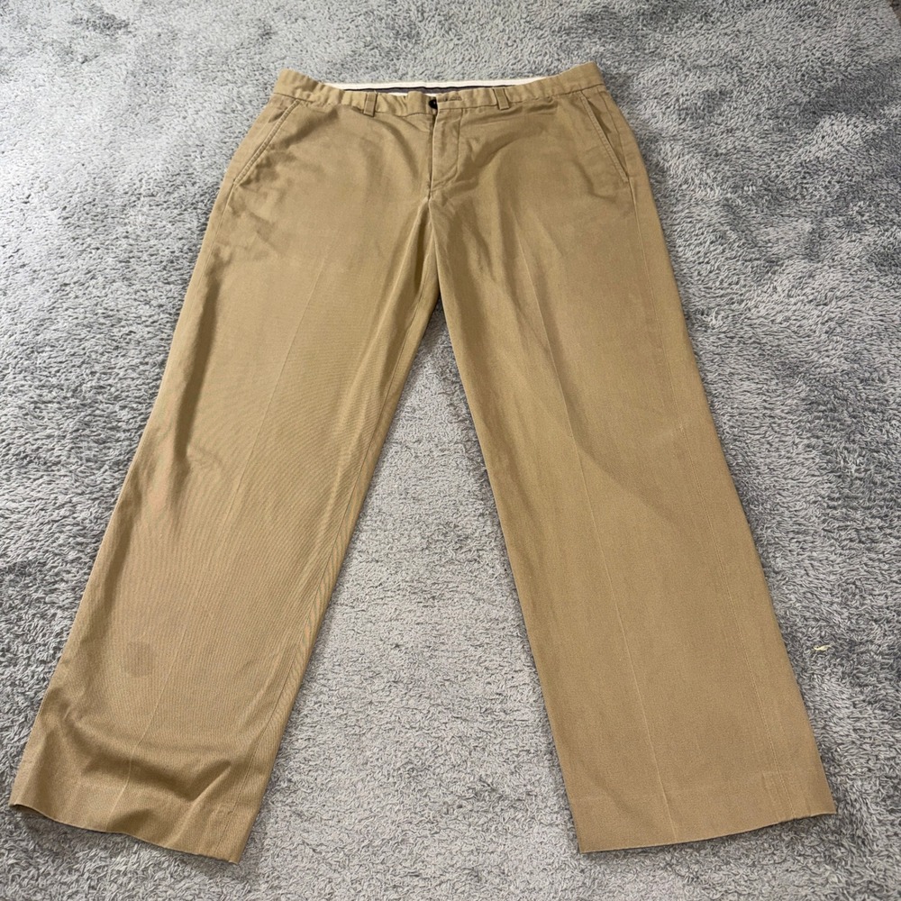 Eddie Bauer Mens Chino Pants 35 Tan Khaki Cotton Straight Leg Casual